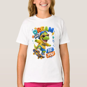 T-Rex Dinosaur Dream Big Kids T-Shirt