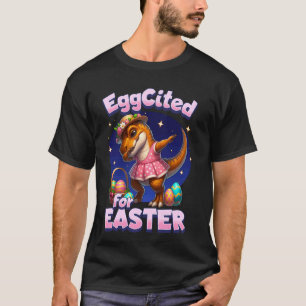 T-Rex Dinosaur Easter Bunny Dabbing Cute Girls Egg T-Shirt