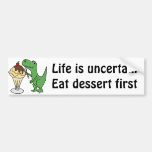 T-Rex Dinosaur Eating Ice Cream Sundae Bumper Sticker