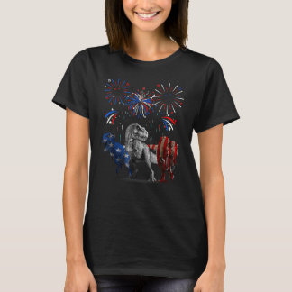 T Rex Dinosaur Firework 4th Of July Dino Independe T-Shirt