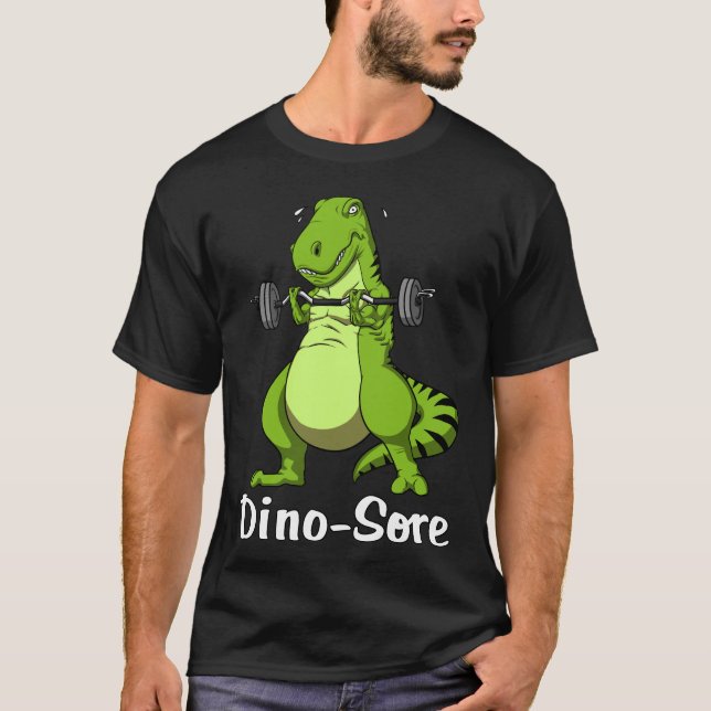 T-Rex Dinosaur Fitness Workout Gym Training T-Shirt (Front)