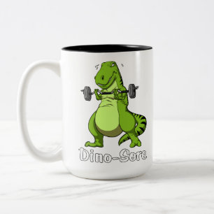 T-Rex Dinosaur Fitness Workout Gym Training Two-Tone Coffee Mug