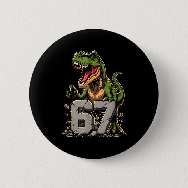 T-rex Dinosaur Funny Six Seven Meme Cool Tyrannosa 6 Cm Round Badge (Front)
