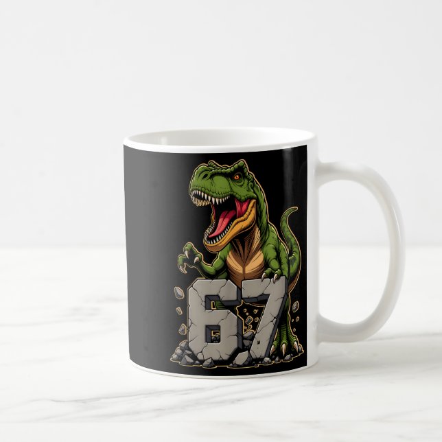 T-rex Dinosaur Funny Six Seven Meme Cool Tyrannosa Coffee Mug (Right)