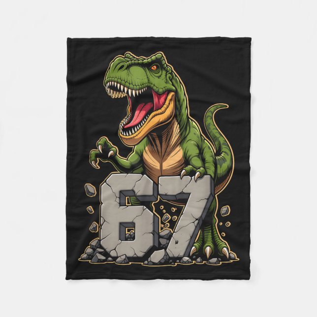 T-rex Dinosaur Funny Six Seven Meme Cool Tyrannosa Fleece Blanket (Front)