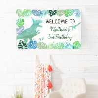 T-Rex Dinosaur Greenery Birthday