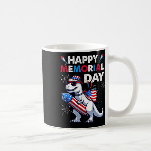 T Rex Dinosaur Happy Memorial Day 4th Of July Amer Coffee Mug