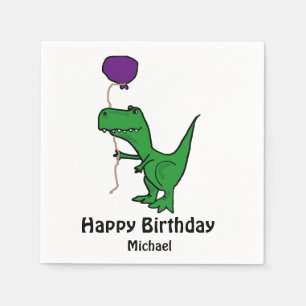 T-rex Dinosaur Holding Balloon Paper Napkins