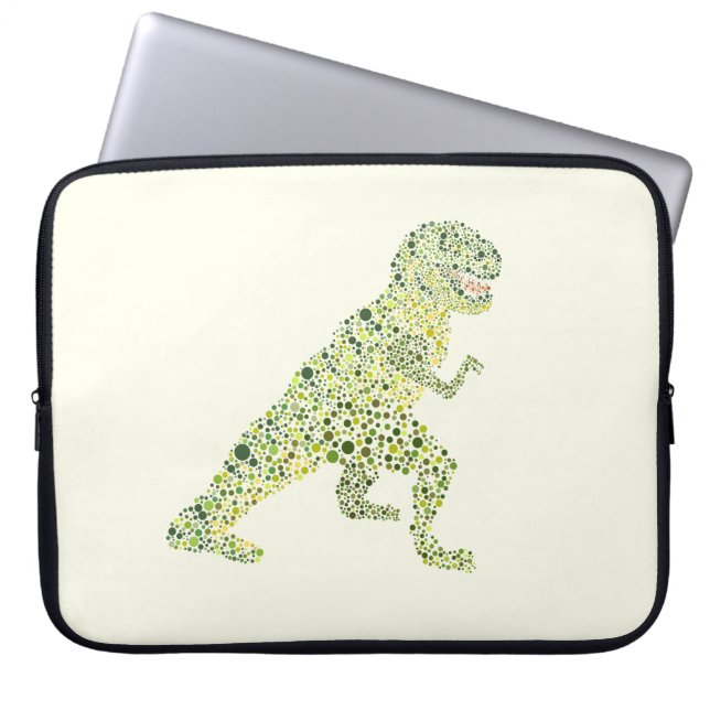 T-REX Dinosaur In Dots Laptop Sleeve (Front)