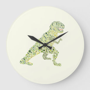 T-REX Dinosaur In Dots Large Clock