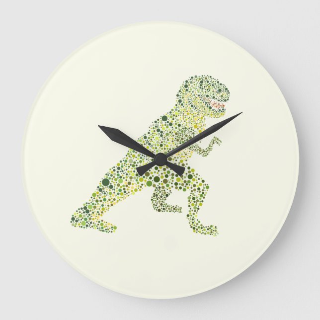 T-REX Dinosaur In Dots Large Clock (Front)