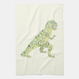 T-REX Dinosaur In Dots Tea Towel