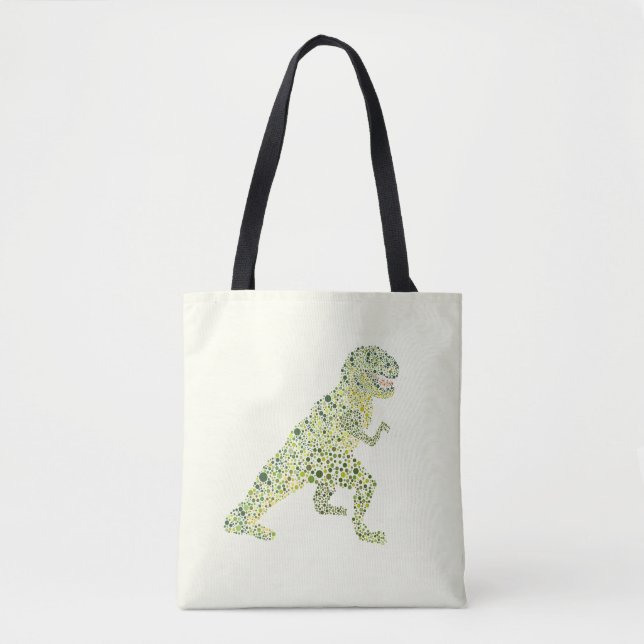 T-REX Dinosaur In Dots Tote Bag (Front)