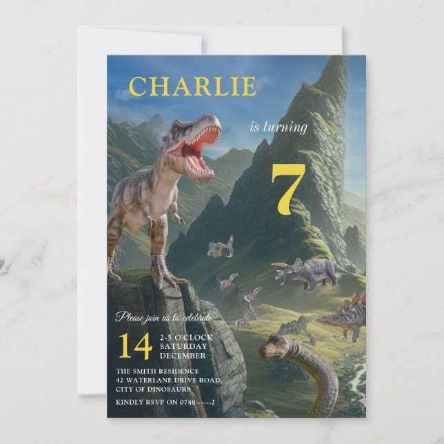 T-Rex Dinosaur Island Boy's Birthday Invitation (Front)