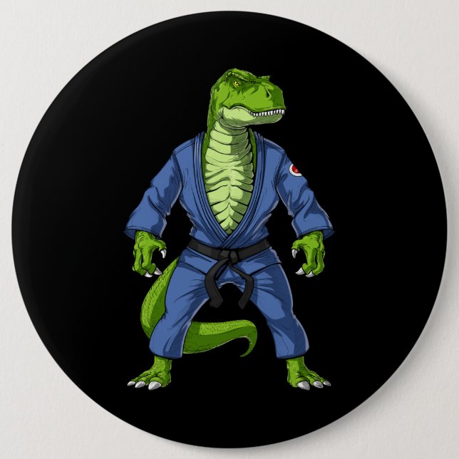 T-Rex Dinosaur Jiu-Jitsu 6 Cm Round Badge (Front)