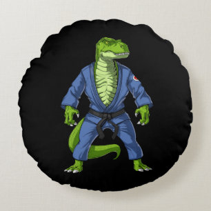 T-Rex Dinosaur Jiu-Jitsu Round Cushion
