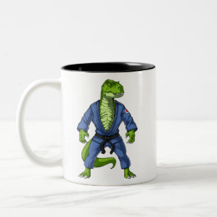T-Rex Dinosaur Jiu-Jitsu Two-Tone Coffee Mug