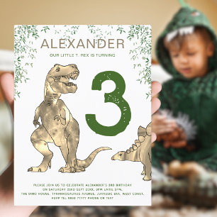 T-Rex Dinosaur Jungle 3rd Birthday Party Budget Invitation Postcard