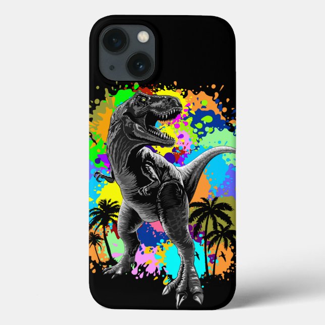 T-Rex Dinosaur Jurassic Reptile on Paint Stains Case-Mate iPhone Case (Back)