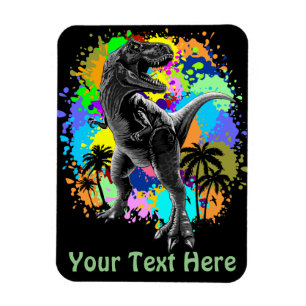 T-Rex Dinosaur Jurassic Reptile on Surreal Rainbow Magnet