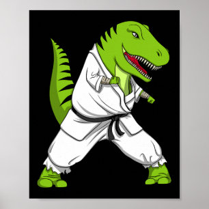 T-rex Dinosaur Karate Kickboxing Martial Arts Jiu- Poster
