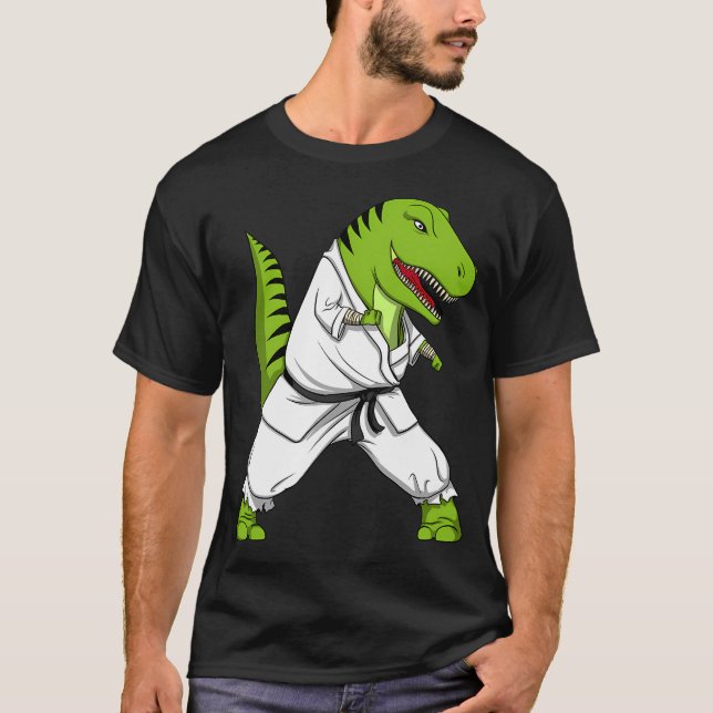 T-Rex Dinosaur Karate T-Shirt (Front)