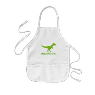 T-rex dinosaur kids apron with custom boys name