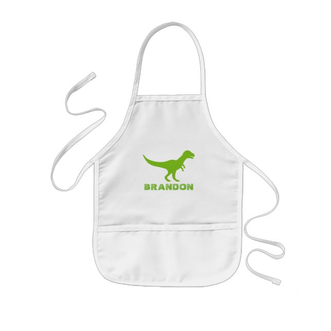 T-rex dinosaur kids apron with custom boys name (Front)
