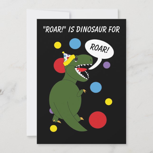 T-Rex Dinosaur Kids Birthday Party Invitation (Front)