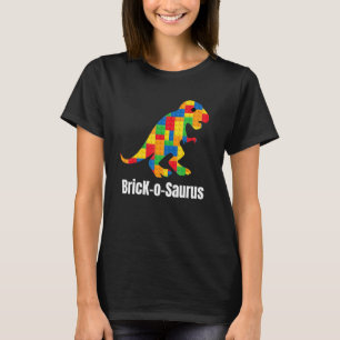 T Rex Dinosaur Kids Brick Builder Building Block S T-Shirt