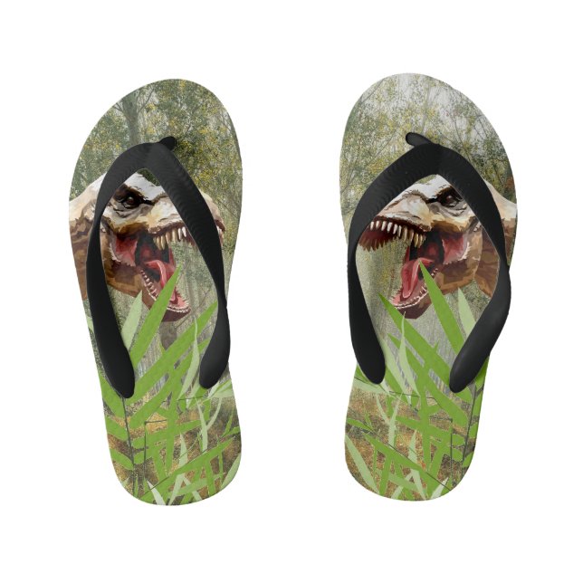 T-Rex Dinosaur Kids Flip Flops (Footbed)