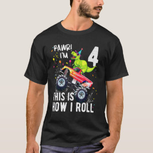 T Rex Dinosaur Monster Truck 4th Birthday Boys And T-Shirt