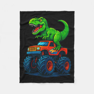 T-Rex Dinosaur Monster Truck Boys Birthday School Fleece Blanket