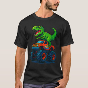 T Rex Dinosaur Monster Truck Boys Birthday School  T-Shirt