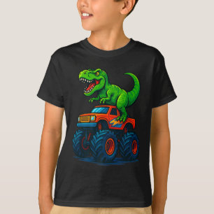 T-rex Dinosaur Monster Truck Boys Birthday School T-Shirt