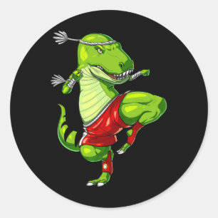 T-rex Dinosaur Muay Thai Boxing Karate Martial Art Classic Round Sticker