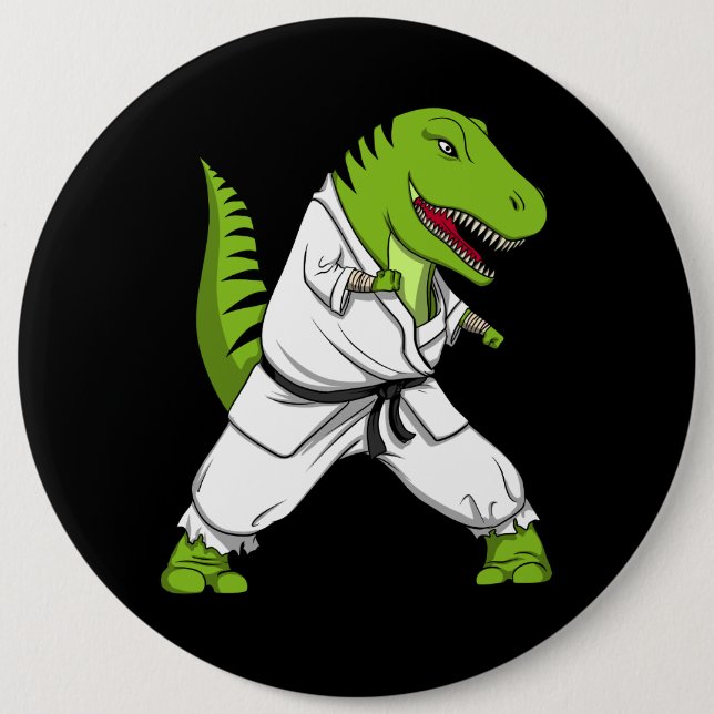 T-Rex Dinosaur Ninja Martial Arts Karate 6 Cm Round Badge (Front)