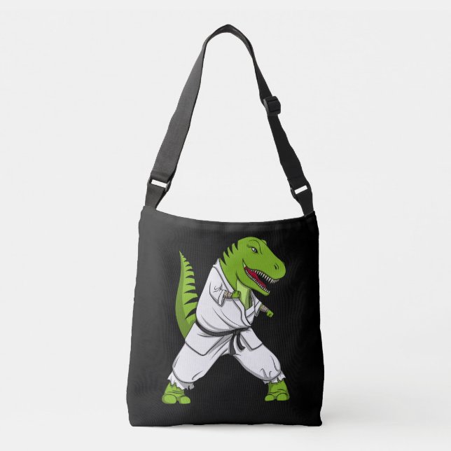T-Rex Dinosaur Ninja Martial Arts Karate Crossbody Bag (Front)