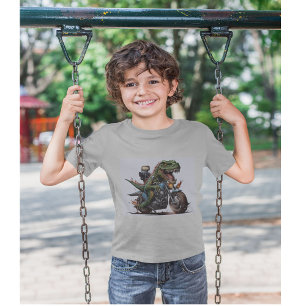 T Rex Dinosaur on a Motorcycle Toddler T-Shirt