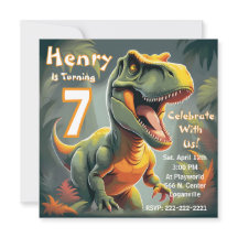 T-Rex Dinosaur Party Birthday Invitation