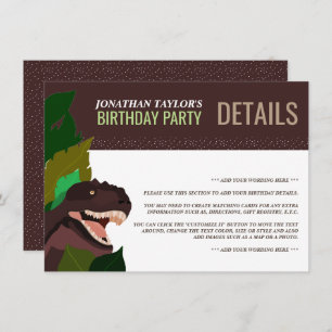 T Rex Dinosaur Party Children's Birthday Detail Invitation