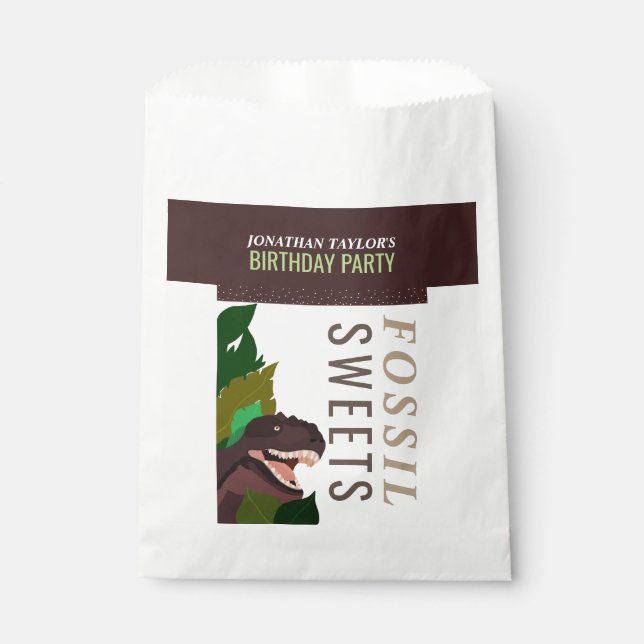 T Rex Dinosaur Party Children's Birthday Favour Bags (Front)