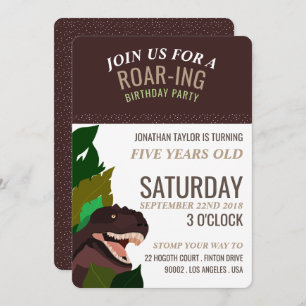 T Rex Dinosaur Party Children's Birthday Invitation