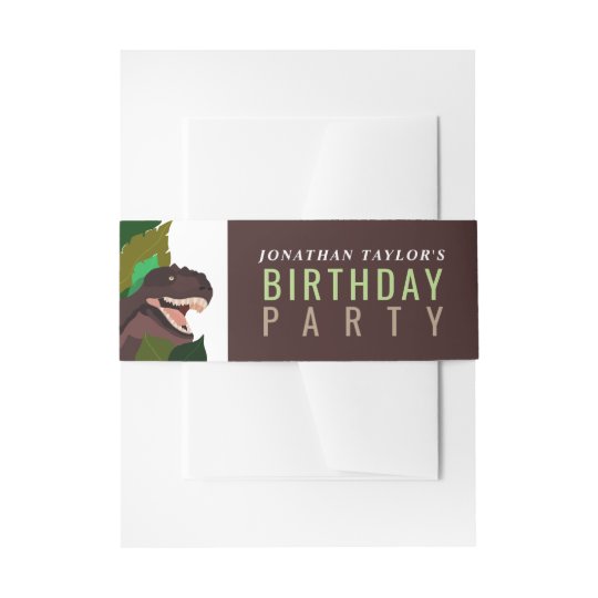 T Rex Dinosaur Party Children's Birthday Invitation Belly Band