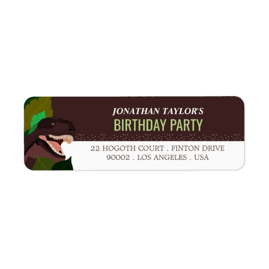 T Rex Dinosaur Party Children's Birthday Return Address Label