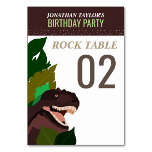 T Rex Dinosaur Party Children's Birthday Table No. Table Number
