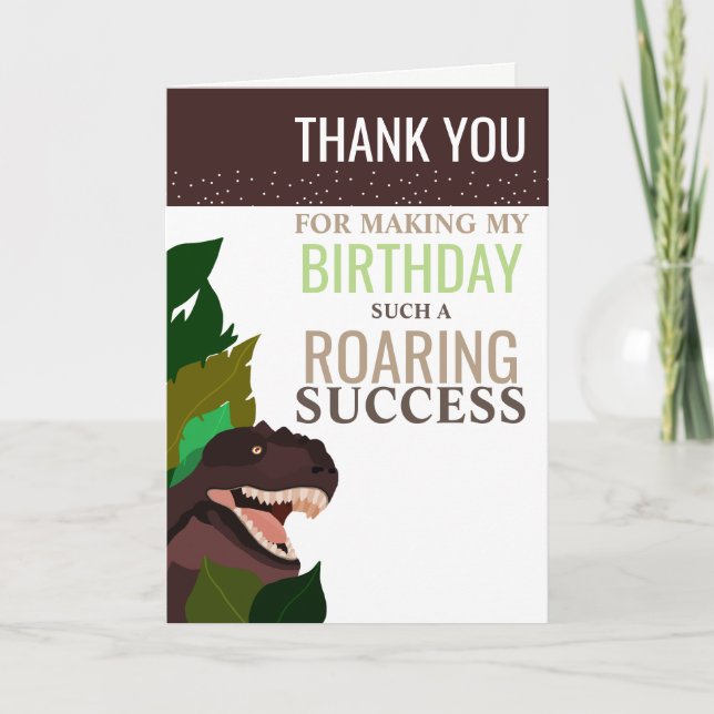 T Rex Dinosaur Party Children's Birthday Thank You (Front)