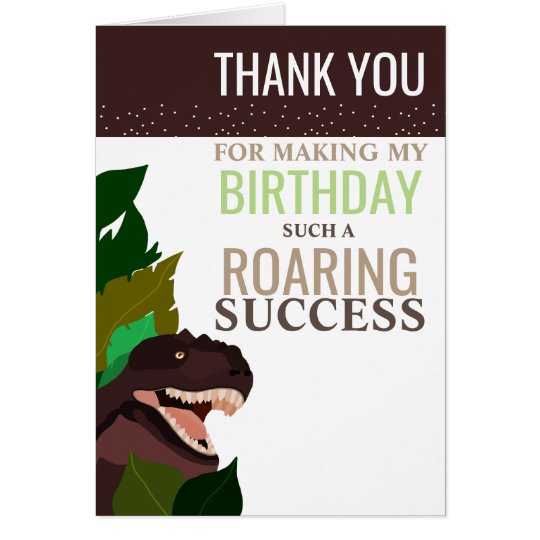 T Rex Dinosaur Party Children's Birthday Thank You Card