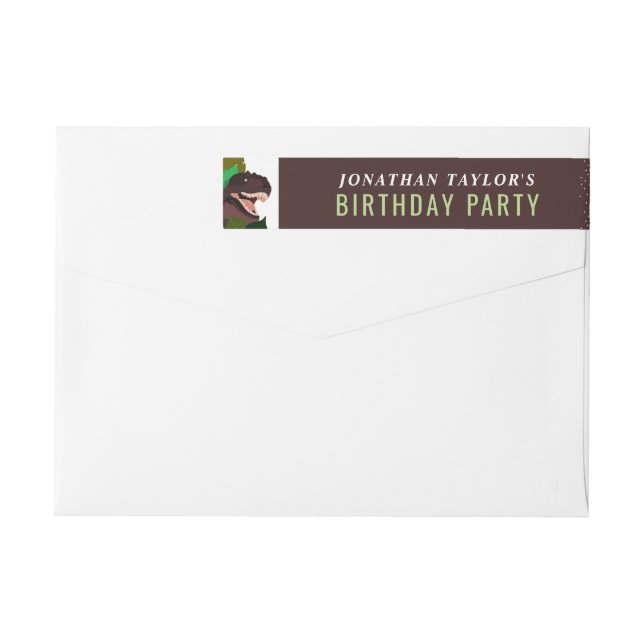 T Rex Dinosaur Party Children's Birthday Wrap Around Label (Back)
