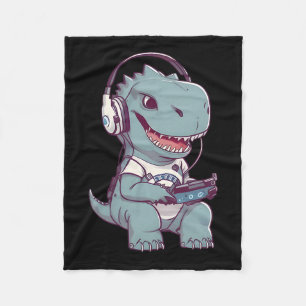 T. Rex-dinosaur Playing Video Game Gaming Gamer Pl Fleece Blanket